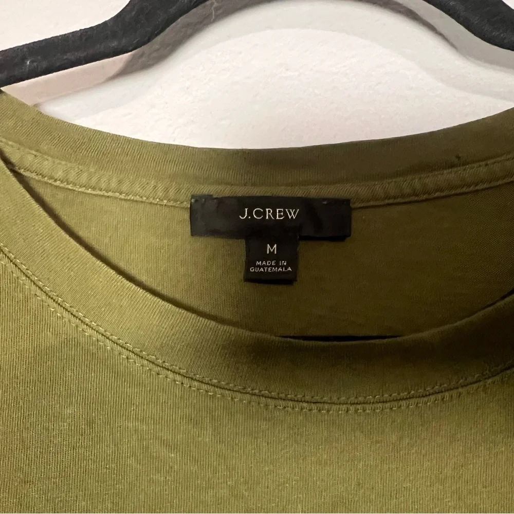 J. Crew Mini Dress Olive Green Tiered Cotton Short Sleeve Size Medium